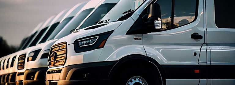 Weiße Transporter auf Parkplatz