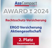 AssCompact Siegel: Ergo belegt 2024 den 2. Platz für die Rechtsschutz-Versicherung