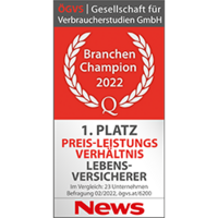 Siegel Branchen Champion 2022: ERGO auf 1. Platz in der Lebensversicherung